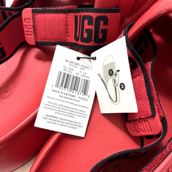 NWOB UGG Sport Yeah Men Slide Size 12 EVA Rubber 1126811 Slingback Samba Red main image 4